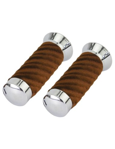 Custom Swirl Velour Grips 7/8 long 130mm Brown.